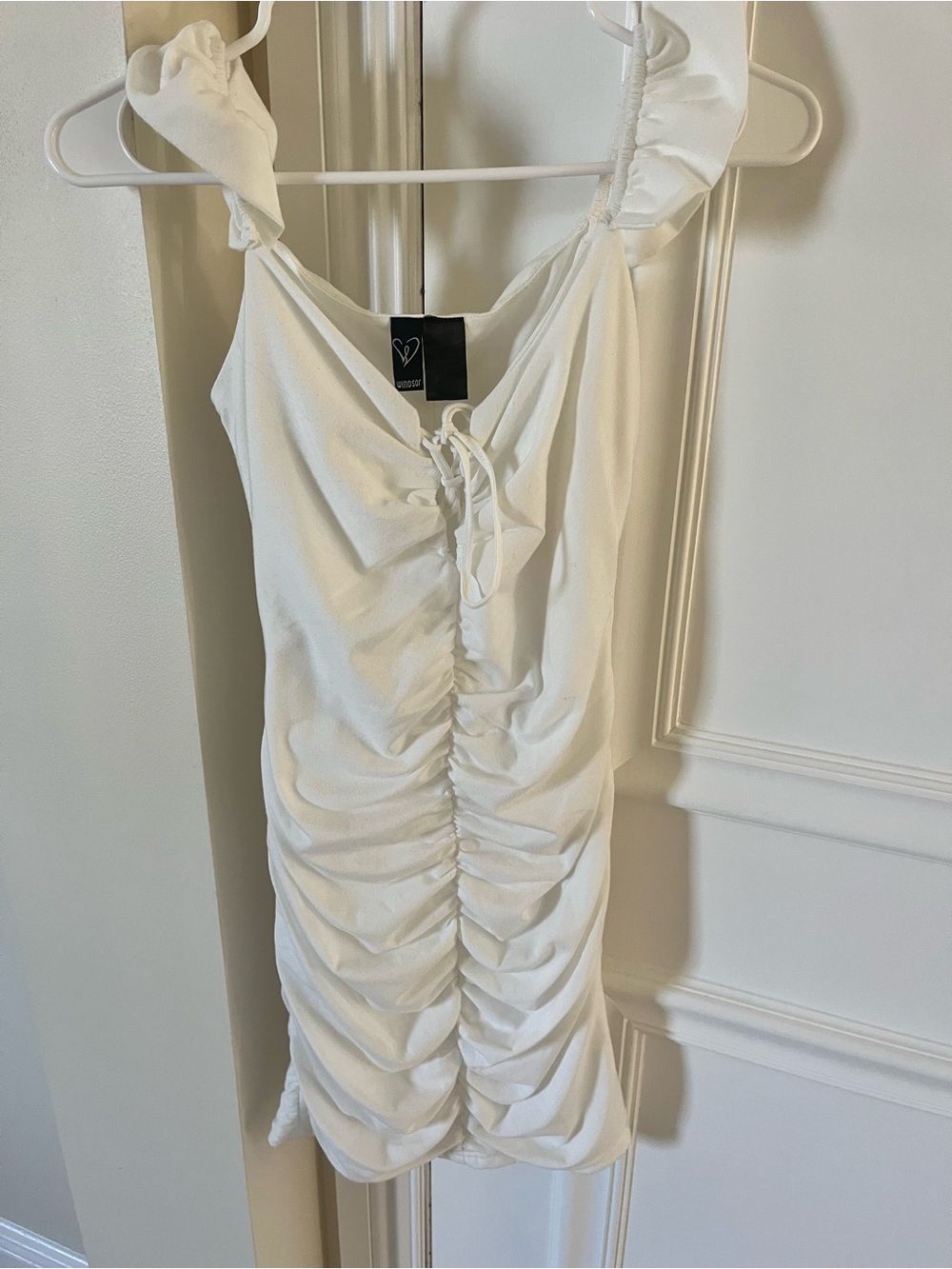 Windsor White Ruched Tank Mini Dress